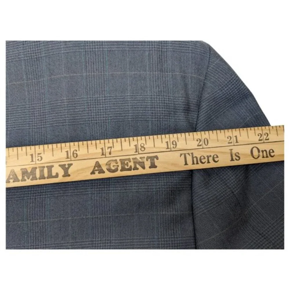 Pierre Balmain Paris Marseille Gray‎ Plaid Suit Jacket Single-breasted 46L